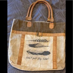Feather Graphic Canvas Tote